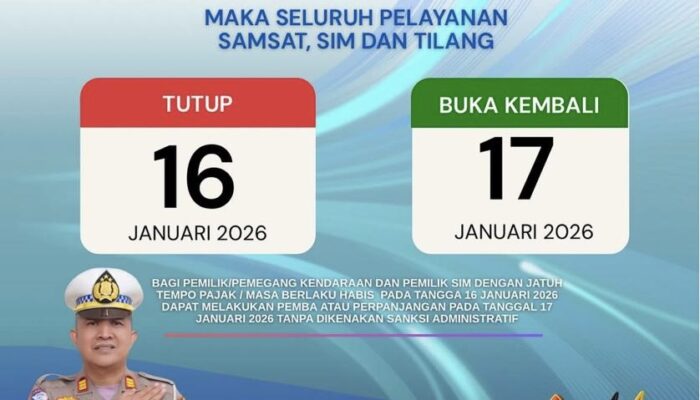 Layanan Samsat dan SIM Padang Panjang Libur Hari Ini, Buka Kembali Besok 17 Januari