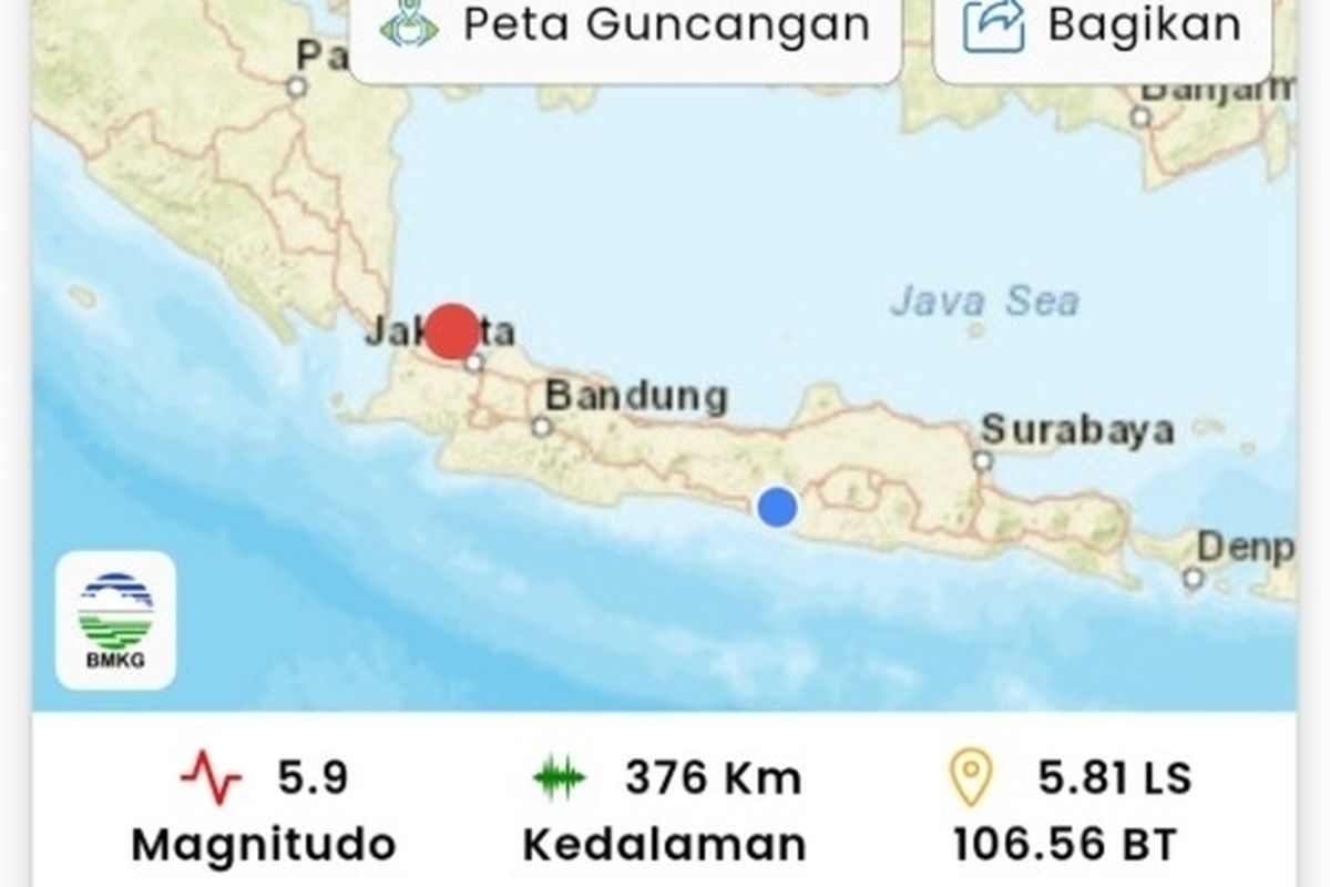 Gempa M 6,5 Guncang Kepulauan Seribu, Getarannya Terasa hingga Padang