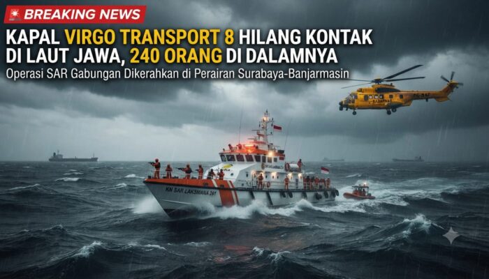 Kapal Virgo Transport 8 Hilang Kontak di Laut Jawa, 240 Orang dalam Pencarian
