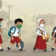 ilustrasi pelajar sd berangka ke sekolah mengenakan maskermode ai 4EUuD