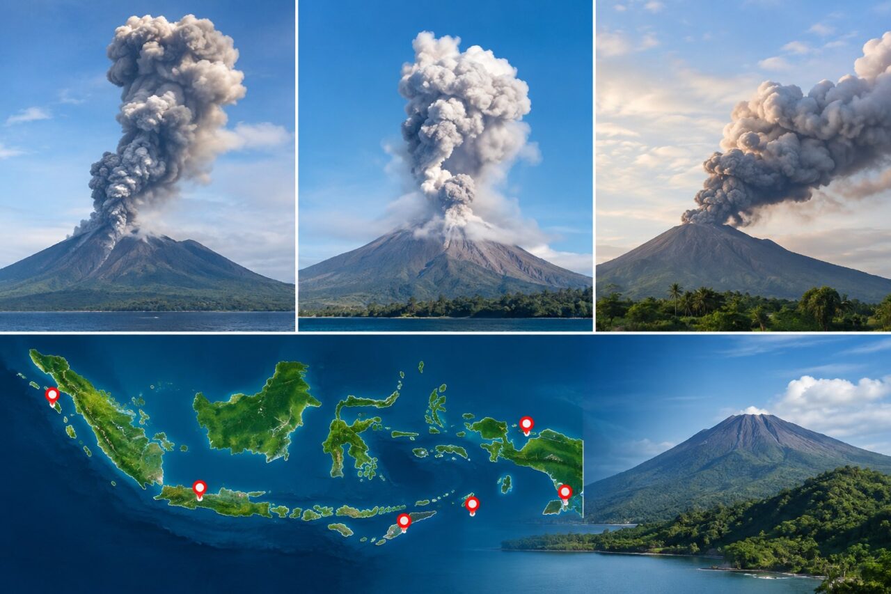 Tiga Gunung Api Erupsi Pagi Ini, Lima Gunung Berstatus Siaga